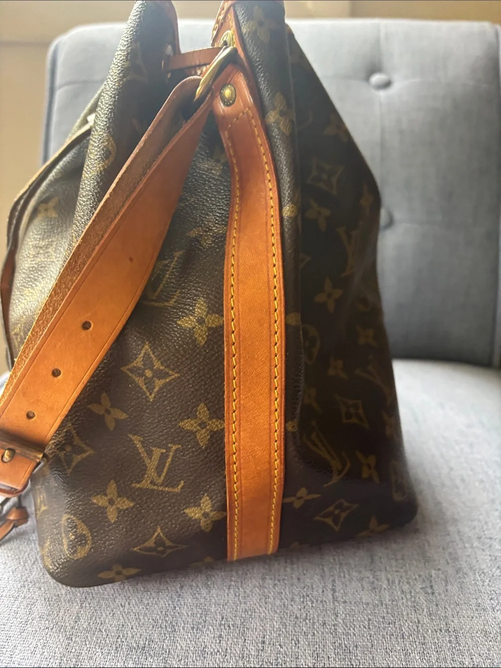 Louis Vuitton Monogram Canvas Drawstring Hobo in Brown and Tan